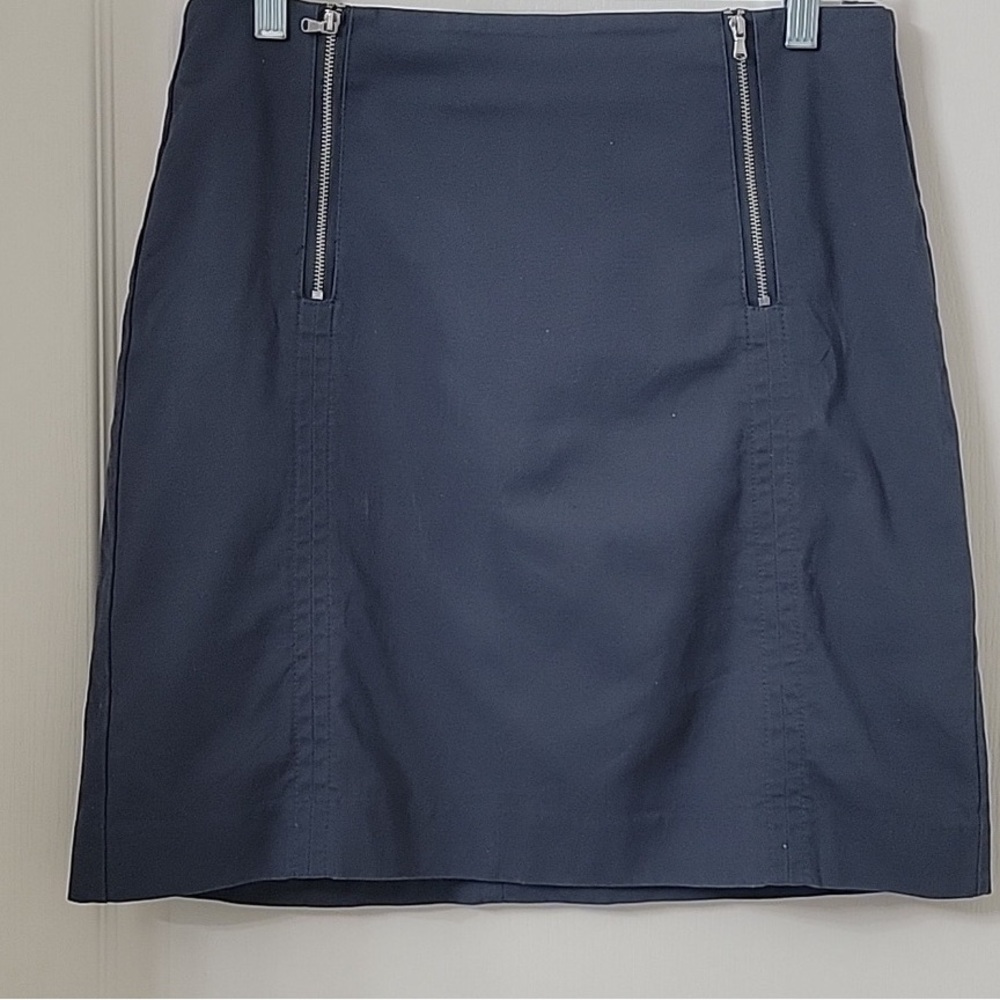 LOFT Navy Mini Skirt with Silver Zippers